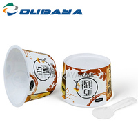 Envase Redondo Desechable de Plástico IML de 5oz/150ml para Helado, con Tapa Transparente y Cuchara, Impresión Personalizada