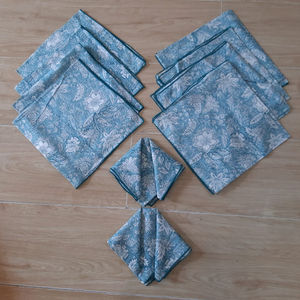 ผ้าเช็ดปากผ้าพิมพ์ลายบล็อกคอตตอนคุณภาพสูงผ้าเช็ดหน้าปักขอบเป็นรูปหอยเชลล์สำหรับในร่มกลางแจ้งอุปกรณ์เสริมโต๊ะอาหารค่ำ - Product Image 1