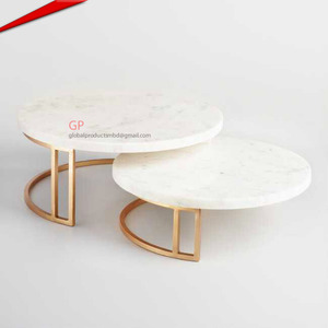 Soporte para servir pasteles de 2 niveles hecho a mano con parte superior de mármol natural base chapada en oro para decoración de bodas y fiestas 2025 - Product Image 1