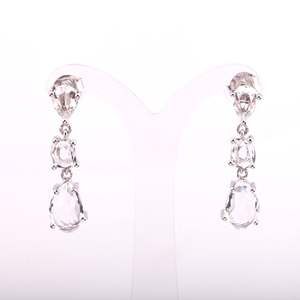 เรียบง่ายแต่สง่างามธรรมชาติสีขาวควอตซ์ต่างหูเงิน925โรเดียมชุบคุณภาพสูงราคาโรงงาน - Product Image 1