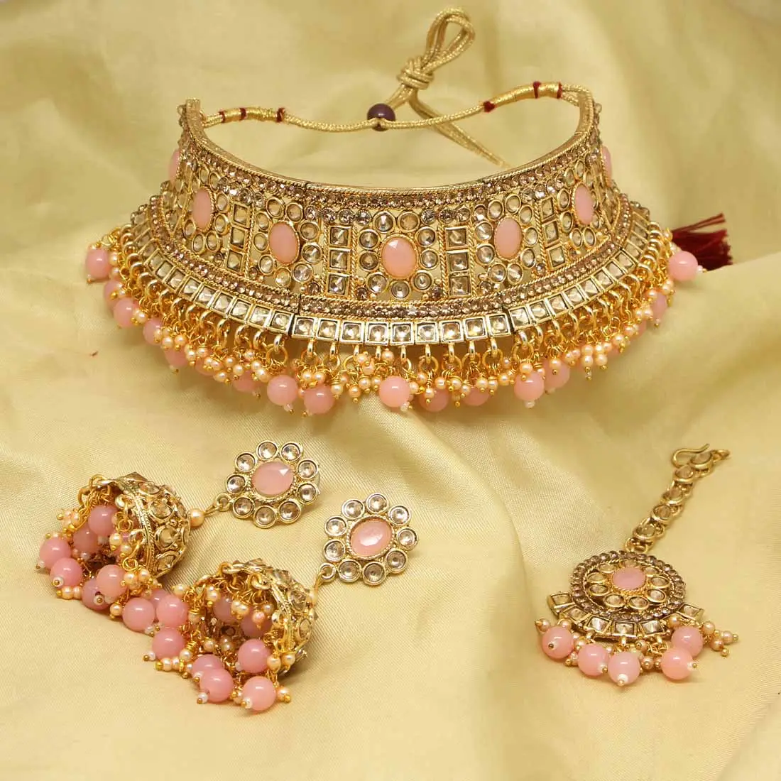 Wedding Collection Assorted Color Kundan Necklace Set