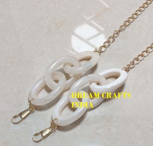 Bolso de mano de resina y Metal con diseño personalizado, cadena de Color perla, Correa multiusos para móvil, protector facial, monedero - Product Image 3