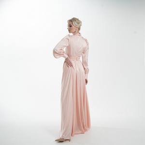 Vestido islámico modesto con tocado para mujeres musulmanas, vestido de boda de Color en polvo, ajustado, Abaya - Product Image 6