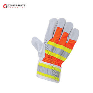 Gants de sécurité en cuir croûte canadien anti-coupure et antidérapants pour la construction, protection des mains, logo et couleur personnalisables, inspection QC % - Product Image 3