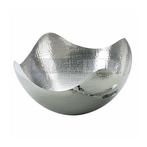 Decorative <b>Metal</b> Silver Plated Serving <b>Bowl</b> Brass Trim Accent Basket Fruit Living Dining Room Table Home Decor - Product Image 1