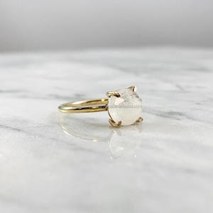 925 de piedra lunar del arco iris de plata esterlina anillo de piedras preciosas hecho a mano indio chapado en oro Vermeil joyería - Product Image 1