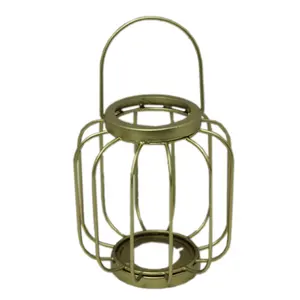 Hot Selling Gold Colour Design Iron Metal Home And Christmas Decorative Wall Hanging Lantern Candle Stand Handmade