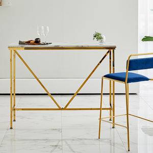 Moderno tienda de café blanco mármol oro marco de acero inoxidable de hierro de metal base mesas de bar restaurante café mesa de comedor - Product Image 3