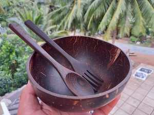 Top vendeur bol en coquille de noix de coco naturelle 100% argile jetable conception cadeau direct Vietnam grossiste - Product Image 2