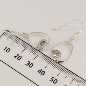 Boucles d'oreilles exclusives minimalistes en cristal clair parfait pour quartz Boucles d'oreilles en pierres ovales 5x7mm Fabricant en argent sterling 925 - Product Image 3
