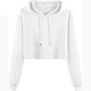Sudaderas con capucha cortas de algodón con capucha de invierno con impresión de logotipo personalizado para mujer con posición de logotipo frontal - Product Image 1
