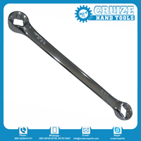 Kunci pas Torx baja CRV Double-Ended kunci pas lurus cincin terbuka dengan kemasan kotak Aloi dipoles Chrome
