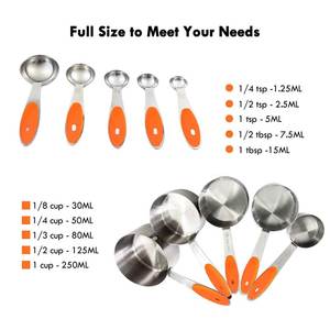 ชุดถ้วยตวงสแตนเลสทรงกลมมีหลายขนาดเหมาะสำหรับเครื่องใช้ในครัวที่บ้านเครื่องเงินดีไซน์ล่าสุด - Product Image 5