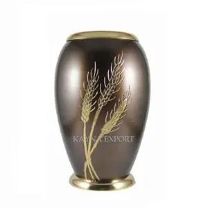 Brass Orange & Black <b>Birds</b> Engraved Cremation Urn Monarch Two Tone Brass Adult Cremation Urn for Wholesale Funeral <b>Supplies</b> - Product Image 5