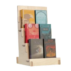 Multiuso in piedi libri in legno biglietto di auguri biblioteca espositore rotante per negozi al dettaglio - Product Image 1