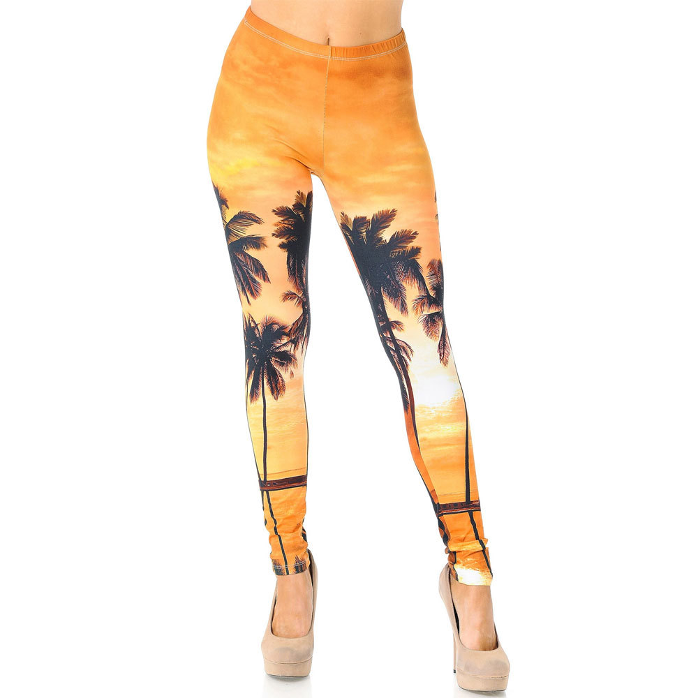 OEM Customized High Waist Breathable Lightweight Puff Printing Elasticity Leggings Fitness Pant Casual for Women