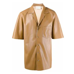 Robe décontractée en cuir véritable pour hommes, chemises surdimensionnées avec Logos personnalisés, 100%