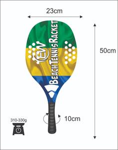Raquettes de beach tennis avec face en fibre de carbone de 20 mm, poignée en fibre de carbone, filet en fibre de verre, poids 310-330 g, longueur 50 cm - Product Image 2