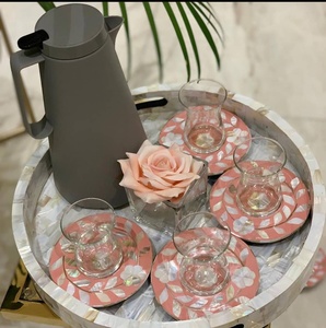 Juego de posavasos con incrustaciones de perlas para madre, posavasos hecho a mano con incrustaciones de hueso, mopa, posavasos, vajilla de resina, acentos para el hogar Axiom, venta al por mayor - Product Image 5