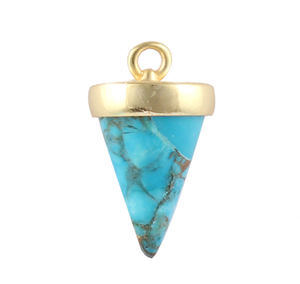 Connecteur de bijoux en cuivre naturel turquoise connecteur de pendentif plaqué or en laiton 14x10mm connecteur à facettes pendulam à caution unique - Product Image 4