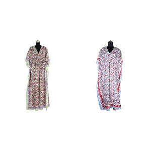 Nouveauté 2025 imprimé soie long caftan soie bloc à la main imprimé robe abordable africain traditionnel Dashiki caftan fabuleux - Product Image 1