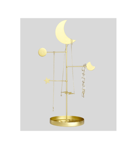 Présentoir de bijoux en métal poli d'or pour la beauté et les accessoires personnels accrochant le support de bijoux de collier - Product Image 4