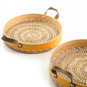 High Quality <b>Round</b> Spun Bamboo <b>Serving</b> <b>Tray</b> with Seagrass Handmade in Vietnam for Home Decor - Product Image 3