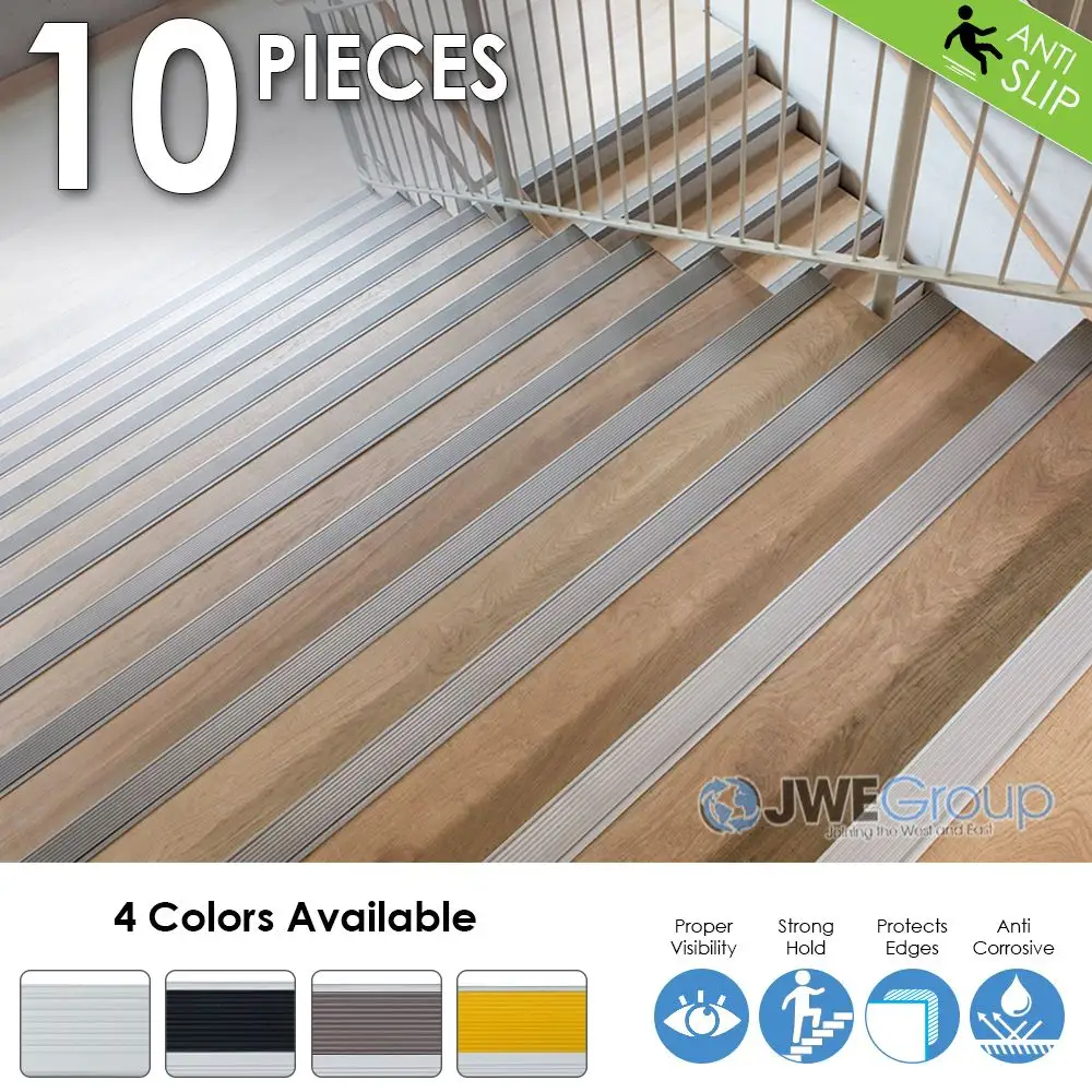 Arrowzoom 10 pcs set Aluminium Stair Nosing Non-Slip Anodized Step Edging Trim 19.7x2x0.8 "KK1180