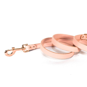 Blush Pink Leather <b>Dog</b> <b>Leash</b> with Copper / Rose Gold Tone Hardware - Product Image 1