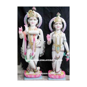 การผลิตล่าสุดของ Makrana หินอ่อนสีขาวพระเจ้าและเทพธิดา Radha กฤษณะยืน Murti สำหรับการตกแต่งวัด - Product Image 1
