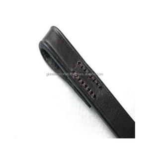 Banda de cejas de caballo de forma recta plana Lisa De cuero inglés negro de calidad fina clásica en COB completa y tamaños extra completos - Product Image 3