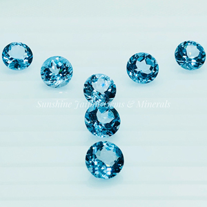 "11mm ronda brillante corte Topacio azul cielo Natural" Venta al por mayor precio de fábrica de alta calidad facetas de piedras preciosas sueltas por quilates - Product Image 3