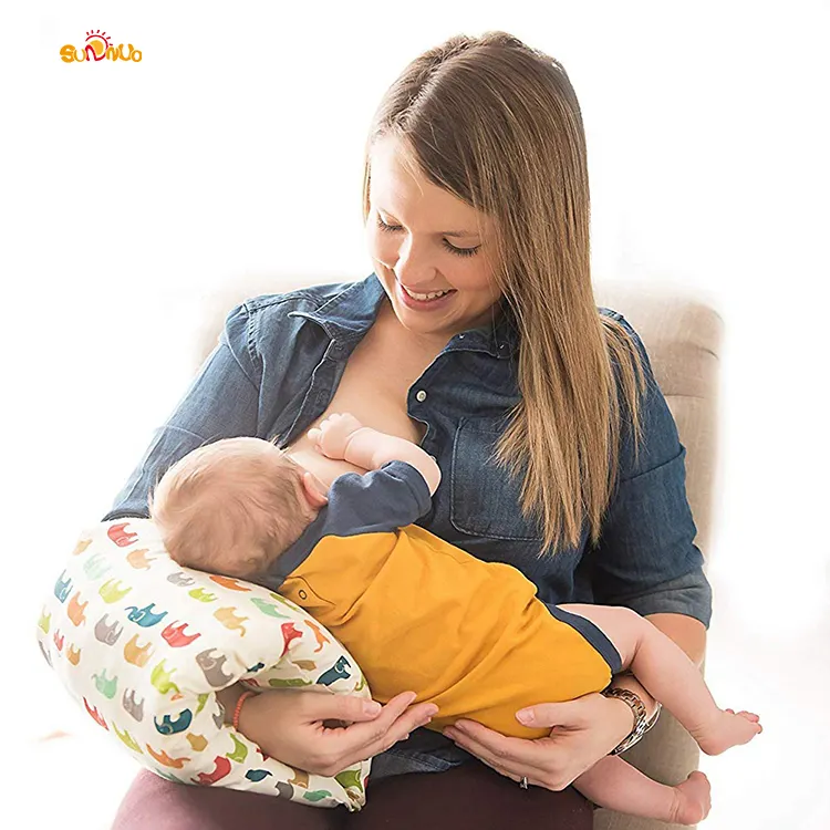 ผ้าฝ้าย100% ซักทำความสะอาดได้และแบบพกพาหมอนคอทารกพยาบาลหมอนให้นมบุตรทารก