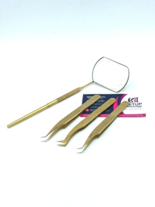 Professionnel nouveau 45 degrés or Plasma diamant poignée Volume russe Extension de cils pince à épiler en acier inoxydable miroir outil de beauté - Product Image 6