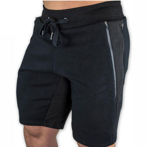 Pantalones cortos de gimnasio para hombre negros personalizados de alta calidad, diseño deportivo informal con cierre de cordón, tela de lona al por mayor - Product Image 1
