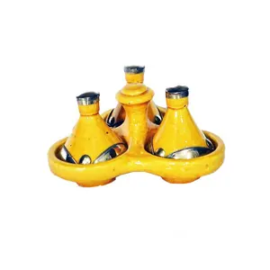 Marokkaanse Zout Tajine, Handgemaakte Mini Kookgerei Triple Zout Tajine Klei Zout Kelder Keramische Sales Handgemaakte Saltcellar Groothandel