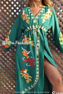 Vestido largo islámico para mujer, ropa bordada personalizada, manga larga, árabe, Kimono para fiesta - Product Image 5