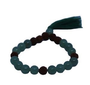 Pulsera elástica de cuentas para mujer, brazalete de nailon, cadena elástica, Rudraksha, Aventurina - Product Image 3