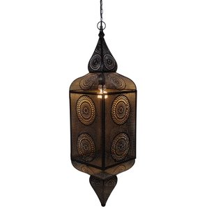 Handmade Moroccan Style <b>Black</b> and Gold Hanging <b>Lantern</b> Ceiling Light Fixture Best Quality New for Christmas Decorative Purpose - Product Image 1