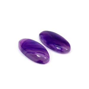 Natural Purple Agate Oval Cabochon 1 Pair 56.20 Cts 32x14mm Handmade Loose Gemstone