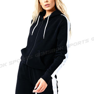 High Quality Women's Black Tracksuit Set New Arrival Quick-Drying Breathable Gym Joggers with <b>Zip</b> Hoodie Solid Pattern - Product Image 3
