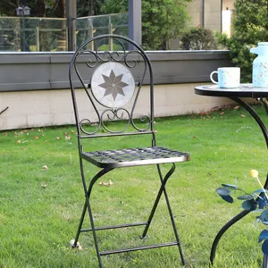 Couch tisch und Stuhl Möbel Set Outdoor Patio Garten Faltbare Eisen Metall Mosaik Tisch Bistro Set