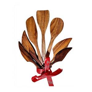 Ensemble d'ustensiles de cuisine en bois, outils de cuisine antiadhésifs, ensemble de cuillères et couteaux en bois, naturel - Product Image 3