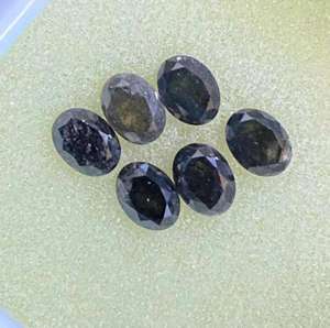 Pierre naturelle 100% en forme ovale épaissie, diamant, couleur noire, sel et poivre, diamant rustique - Product Image 2