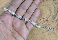 Bracelet manchette religieux en opale d'Éthiopie naturelle, argent sterling 925 plaqué or, neuf pierres ovales, réglable, unisexe, pour mariage