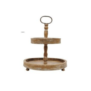 Soporte para pastel de 2 niveles, hecho de madera de Mango natural con base de madera, precio al por mayor - Product Image 3