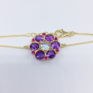 Adjustable 925 Sterling <b>Silver</b> Amethyst Blue Topaz Ruby Gemstones Daily Wear Ladies Link <b>Chain</b> <b>Bracelet</b> - Product Image 3