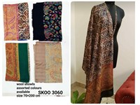 Écharpe en cachemire brodée pour femmes, impression numérique, mode hiver, pashmina, hijab, SK NOOR SONS SK00 3060