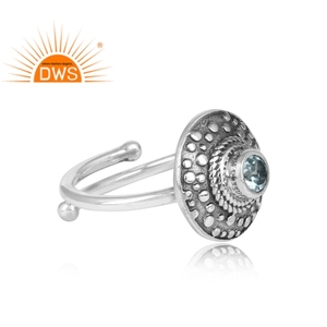 ชุดเครื่องประดับพลอยบลูโทปาซสุดหรู ดีไซน์แบบชาติพันธุ์ แหวนเงินแท้ ผลิตโดยผู้ผลิตเครื่องประดับ คอลเลคชั่นคลาสสิก - Product Image 6