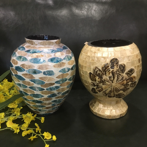 Seashell inlay <b>vase</b>, modern <b>vase</b> from Vietnam, original <b>vase</b> now on sale - Product Image 6